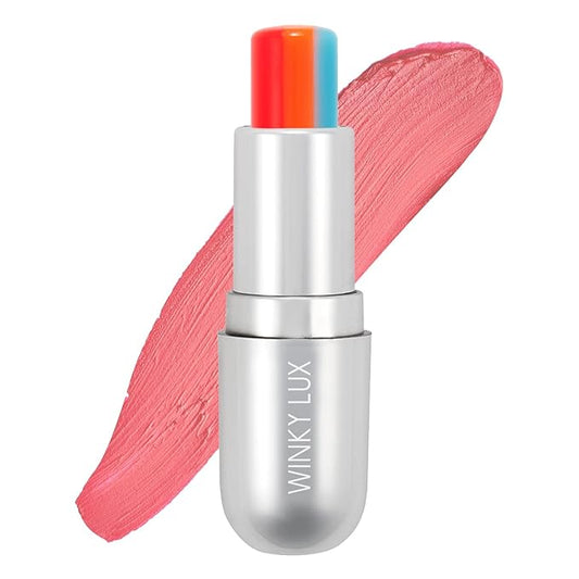Winky Lux Rainbow Tri-Color Tinted Lip Balm – Hydrating Lip Care with Jojoba Oil & Vitamin E, Sheer Pink Tint, Moisturizes and Softens Dry Lips-BrightBean Baby