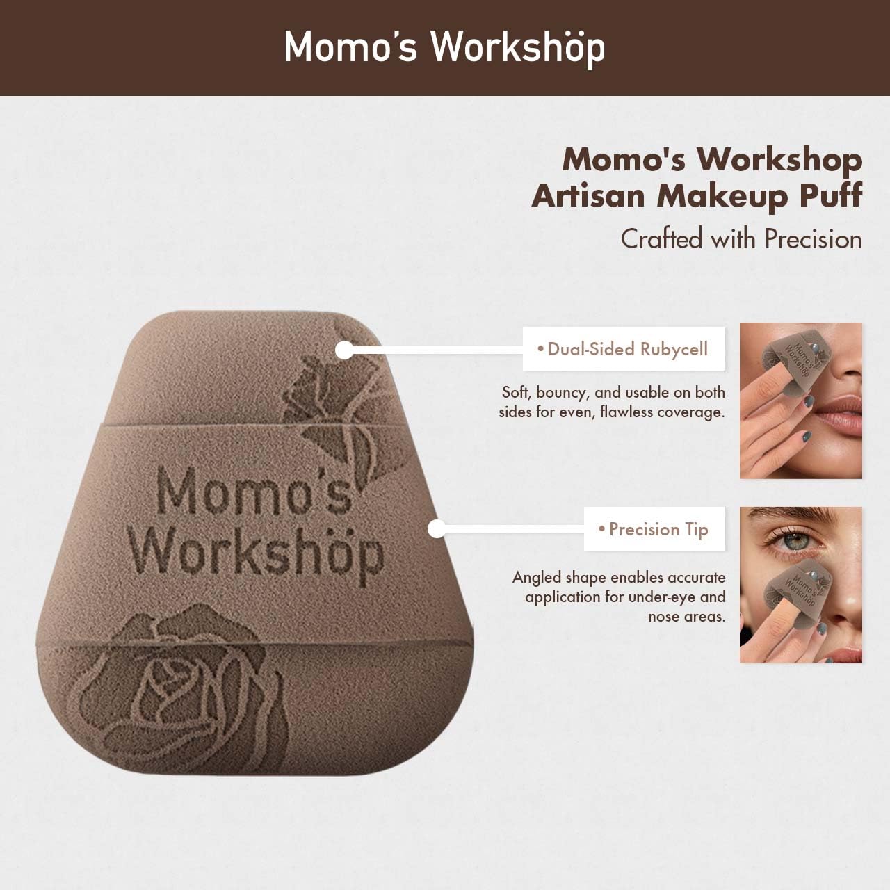 Mini Trapezoidal Makeup Sponge Set,Dual-Use Mini Rubycell Sponge for Foundation/Concealer/Blush,Soft, Even Application for Liquid & Cream Products,3pcs Mini Concealer Puffs & Storage Case-BrightBean Baby