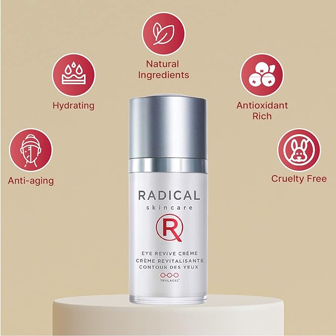 Radical Skincare Eye Revive Creme - 4 in1 Anti-Aging Solution Combats Wrinkles, Dark Circles, Puffiness, & Fine Lines - For All Skin Types Including Sensitive Skin - Paraben & Cruelty Free (0.5 Fl Oz)-BrightBean Baby