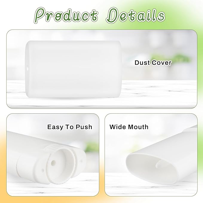30 Pieces 15g/0.5oz White Oval Plastic Lip Balm Tubes,Empty Deodorant Bottles,Twist-Up Chap Stick Storage Containers for DIY Homemade Sunscreen Bar,Moisturizing Stick,Crayon-BrightBean Baby