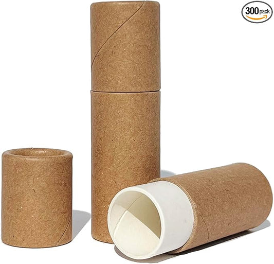 Push-Up Paperboard Lip Balm Tubes, Biodegradable Kraft Paper Lipstick Tube, Cardboard 0.5 Oz. (15 ml) Empty Container, Solid Perfume Tube, Sample Cosmetic Container, DIY Chapstick, Lipstick (300)-BrightBean Baby
