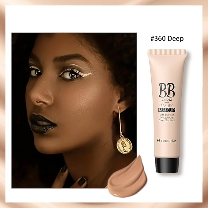 KWOLYKIM 2PCS Hydrating Makeup BB Cream, Tinted Moisturizer Face Makeup BB Cream Foundation Waterproof Concealer Brighten Color Correcting Cream Nude Makeup Long Lasting for All Skin(Deep)-BrightBean Baby