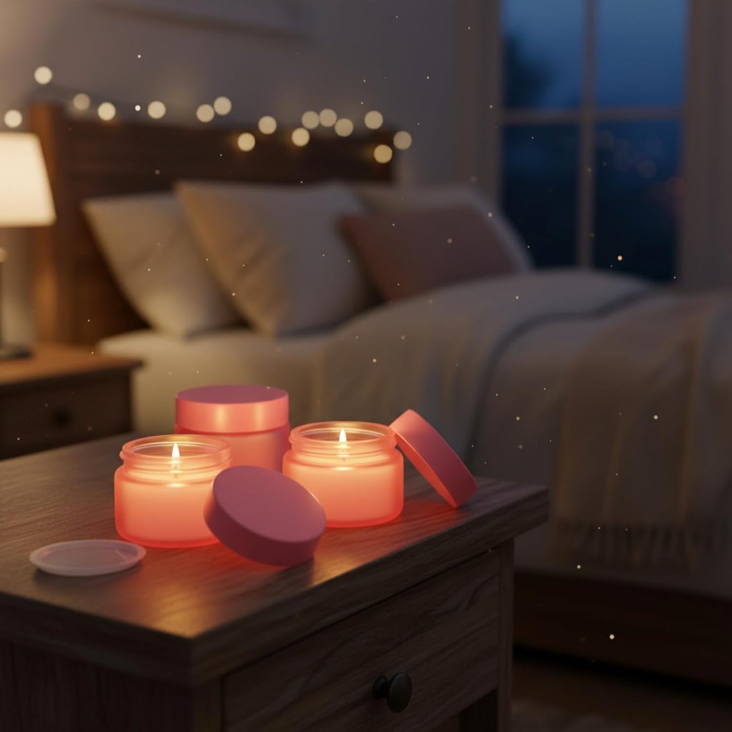 Domensi 100 Pcs 1 oz Glass Jars with Lids Bulk Round Glass Cosmetic Jars Lids 1 oz Small Travel Containers with Inner Liner for Lotions Powders Ointments Sample Cream (Pink,Pink)-BrightBean Baby