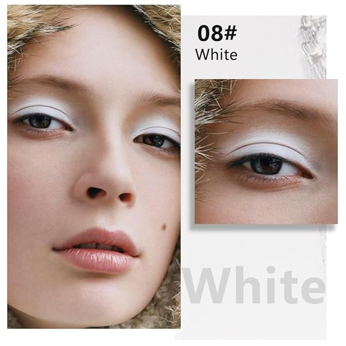 evpct Matte White Eyeshadow Singles, White Matte Cream Powder Eye Shadow Palette Makeup for Older Women, High Pigment Waterproof Monochrome Mini Eyeshadow Palette, sombra de ojos-BrightBean Baby