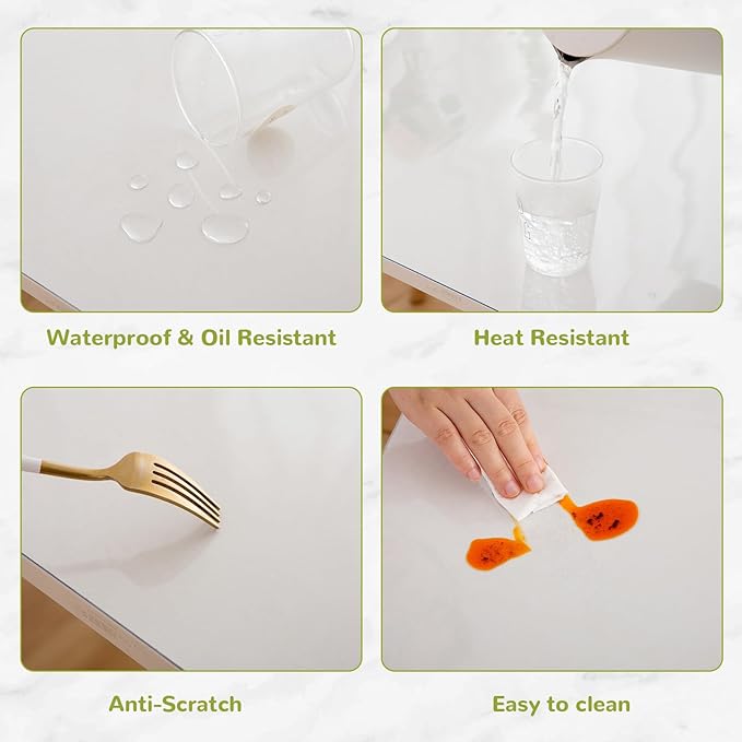 42 x 84 Inch Clear Table Cover Protector, Clear Table Protector for Dining Room Table, 1.5mm Plastic Table Cover, Waterproof Table Pad for Kitchen, Office