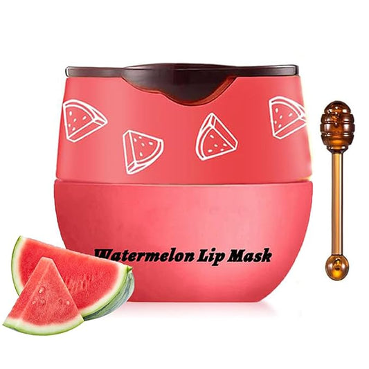 1PCS Lip Balm Honey Lip Balm, Honey Pot Lip Balm Sleeping Lip Mask with Brush, Hydrating & Prevention Dry and Cracked, Lip Scrubs Exfoliator & Moisturizer-BrightBean Baby