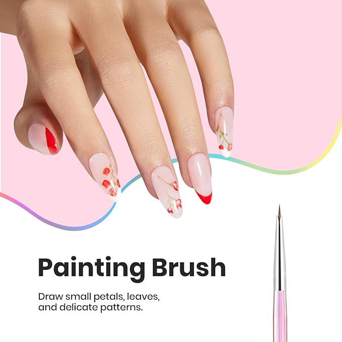 Beetles Nail Art Brushes Set for Gel Polish 3 Pcs Nail Art Design Pen and One White Painting Gel All-in-One Petal Brush Kit Flower DIY with Palette Dotting Manicure Tool Set-BrightBean Baby