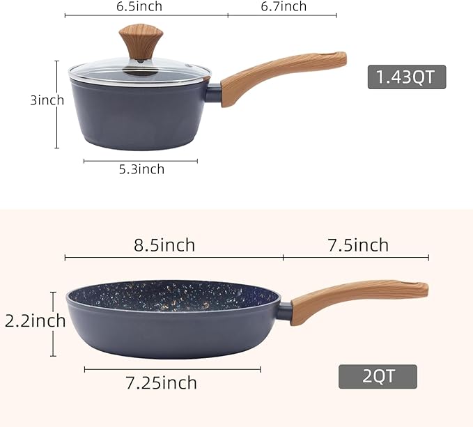 Nonstick Cookware Set 2-Piece 8.5" Black - PFOA Free