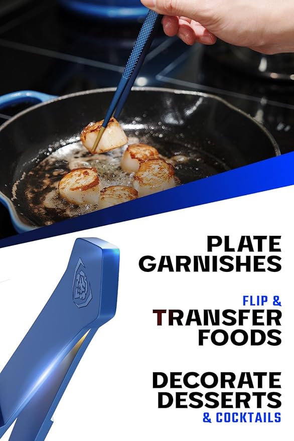 Dalstrong Chef Tweezers Professional Kitchen Tongs-10 high-precision Tweezer Tongs for Cooking - Stainless Steel Blue w/vTitanium Coating-BBQ, Plating, Multi-use