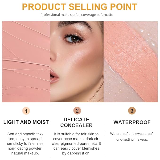 Pot Concealer with Makeup Brush Set,Tattoo Color Correcting Concealer,Full Face Color Correcting Conceal Foundation,Under Eye Concealer Brightener Dark Eye Ring corrector de ojeras (06-TAN)-BrightBean Baby