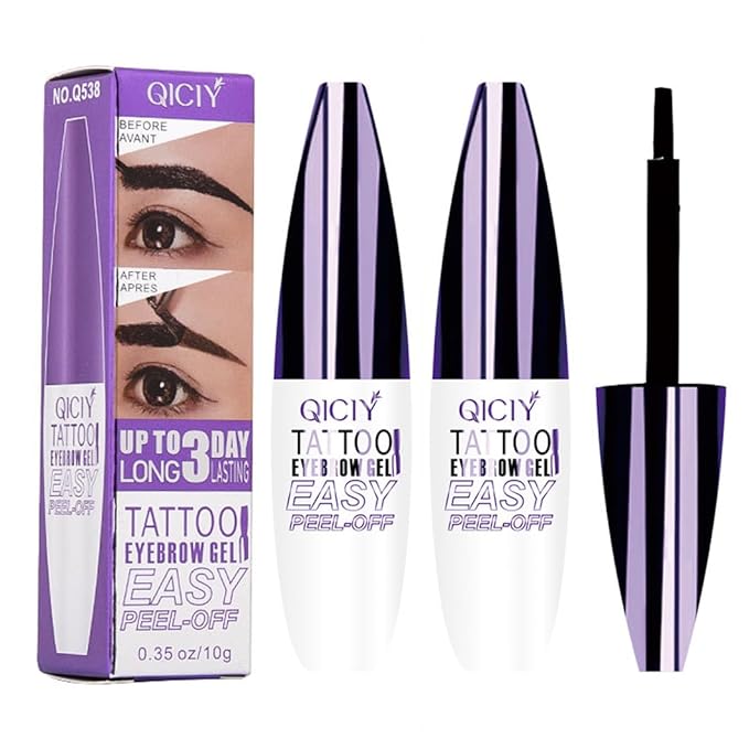 2pcs Dark Brown Tattoo Eyebrow Gel Tinting, Waterproof & Transfer-proof for Fuller Brows, Suitable for All Skin Types (Brown, 2Pcs)-BrightBean Baby