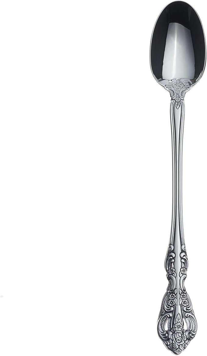 Oneida Silverware Set, Michelangelo Fine Flatware Tall Drink Spoon, Service For 1, Dishwasher Safe, 18/10 Stainless Steel, Mirror Finish, Home and Kitchen Utensils, Long Drink Spoon (Silver, 1 Piece)
