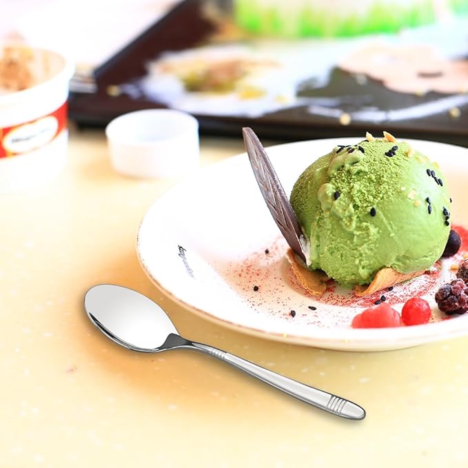 Begale 12-Piece Stainless Steel Dessert Spoons, Small Spoon