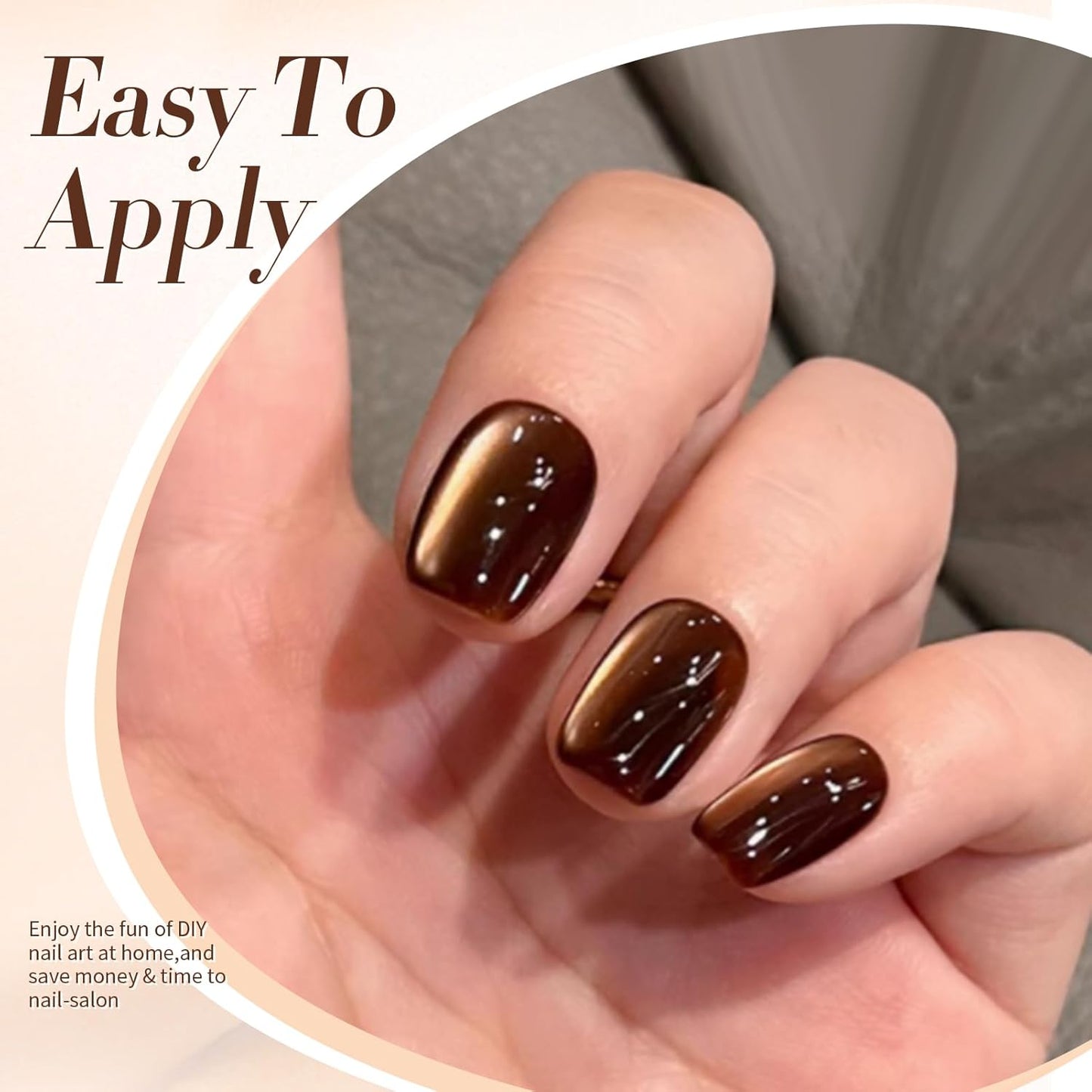 BORN PRETTY Cat Magnetic Eye Gel Nail Polish,Brown Jelly Glass Magnetic Gel Polish Glitter Soak Off Nail Art Salon Manicure Home Gift 15ml-BrightBean Baby