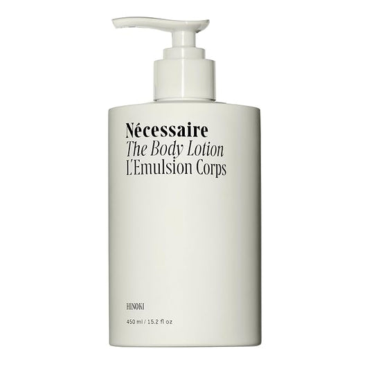 Nécessaire The Body Lotion with Pump. Hinoki. Multi-Peptide Firming Lotion to Moisturize, Firm, Strengthen. 2.5% Niacinamide, Vitamin C/E + Omega 6/9. 450ml / 15.2 fl oz-BrightBean Baby