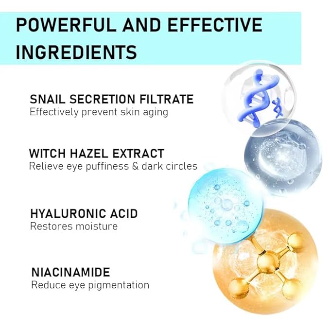 Snail Peptide Eye Cream, Snail Mucin Eye Cream Contains Niacinamide, Hyaluronic Acid To Reduce Wrinkles, Dark Circles, Puffiness and Fine Lines 17 ML-BrightBean Baby
