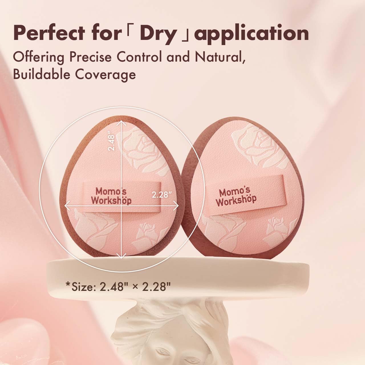 Multi-Use Mini Makeup Sponge Set,Oil-Control & Makeup Setting, Cut-Edge Design for Cream & Powder Products, for Oily Skin,Pink-Brown, 3PCS Mini Beauty Concealer Sponges & Storage Case-BrightBean Baby