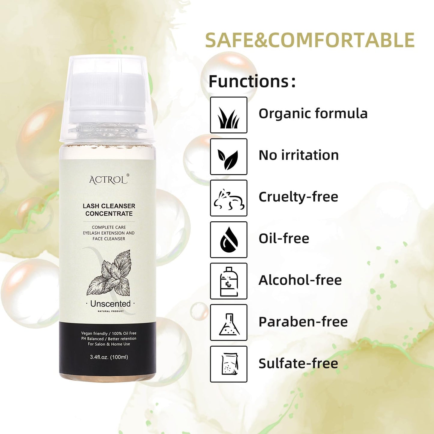 Eyelash Shampoo Concentrate 100ml Lash Extensions Cleanser Concentrate Unscented Natural Foaming Shampoo DIY Wash for Extensions Lashes with Salon Home Care-Makes 60ml Bottles-BrightBean Baby