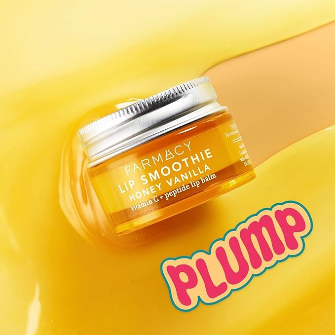 Farmacy Peptide Lip Balm - Lip Smoothie Hydrating Lip Balm with Vitamin C to Visibly Plump + Smooth Lip Lines - Nourishing Lip Treatment with a High-Gloss Finish - Honey Vanilla (10g)-BrightBean Baby