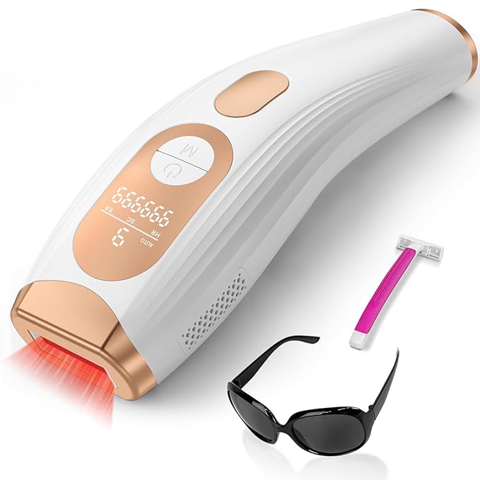Laser Hair Removal IPL Laser Hair Removal for Women and Men Permanent, 999999 Flashes, At-Home Hair Removal Device for Facial Legs Arms Whole Body Use (White Gold)-BrightBean Baby