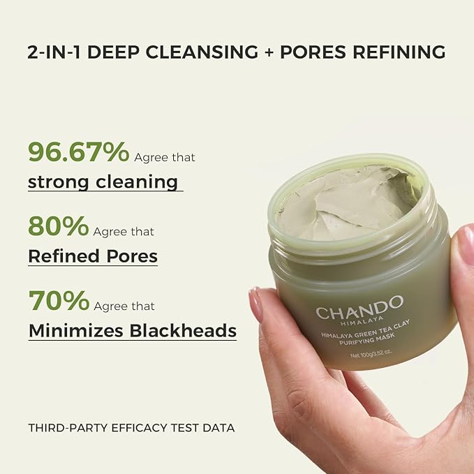 Purifying Green Tea Mask, Natural Facial Clay Mask Deep Pore Cleansing with Green Tea Extract and Portulaca Extract, for Clogged Pores, Detoxifies & Balance Oil, 3.52 fl.oz-BrightBean Baby