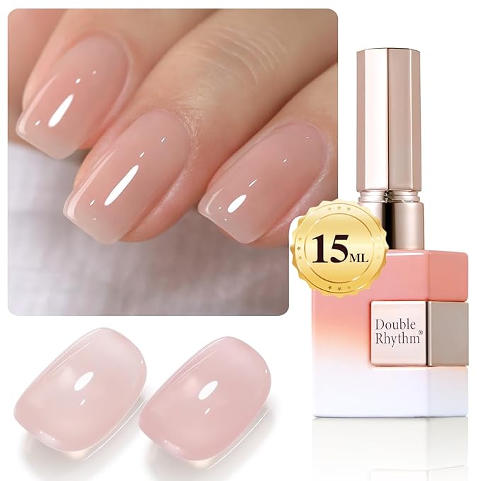 Double Rhythm Translucent Gel Polish Sheer Neutral Natural Light Milky Same Color Same Bottle 15ML Jelly Polish Art DIY at Home (Milky Pink -A1374)-BrightBean Baby