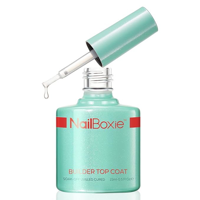 modelones Nail Builder Gel Top Coat, 2-in-One Clear Builder for Nails, LED Lamp Cured Top Coat Strengthener Glue Gel Polish in a Bottle for DIY Home Salon Gifts, 15ML-BrightBean Baby