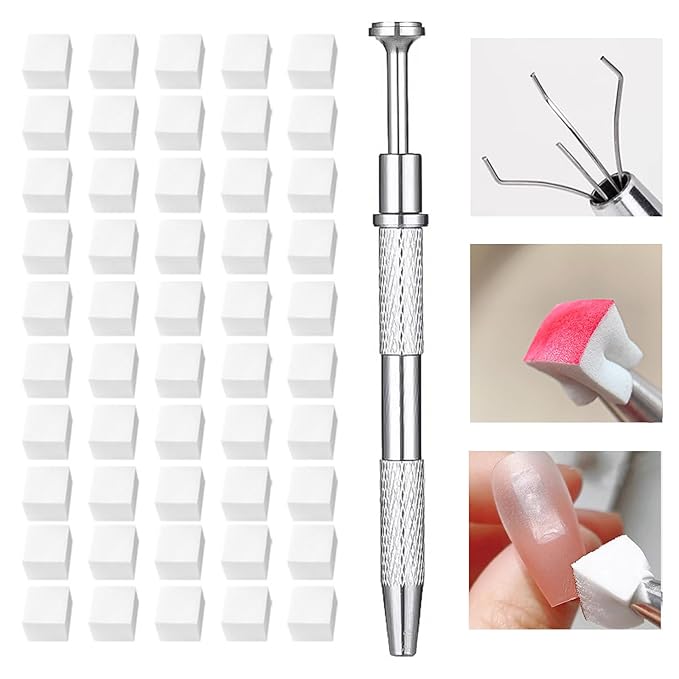 62 Pcs Nail Art Brushes Set,5 Pcs Striping Liner Brush,5 Pcs Dual Tipped Silicone Dotting Sculpture Pen,50 Pcs Nail Sponges for Ombre with Grabbing Pen,Mixing Palette Pen Holder-BrightBean Baby