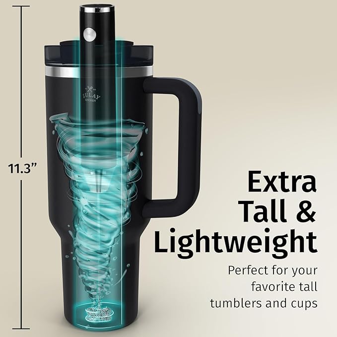 Zulay Kitchen Lux Rechargeable Milk Frother Handheld - Powerful 2-Speed Motor, Fully Waterproof, 2000mAh Battery - Drink Mixer For Latte, Cappuccino, Matcha, Protein Powder - Black Copper