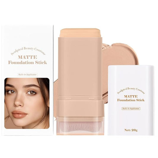 Beauty Balm Serum Boosted Skin Tint, Dual-Ended Eraser Foundation Stick with Brush, Full Coverage Cream Korean Makeup, Long-Lasting Stick for Smooth, Flawless Finish (#3 Warm Beige)-BrightBean Baby