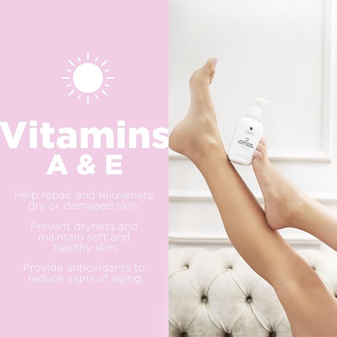 Hydrating Foot Cream for Dry Cracked Heels and Feet, 8.5 fl. oz., Deep Moisturizing Seaweed Extract and Shea Butter, Restores Soft Supple Skin-BrightBean Baby