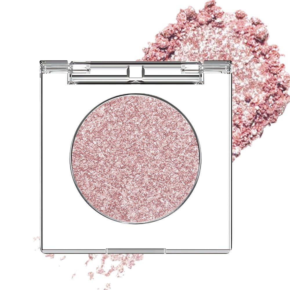 Pink Rose Gold Monochrome Shimmer Eyeshadow Palette Makeup,Long Lasting Naturing-Looking Lightweight Glitter Single Eyeshadow,Neutral Powde Eye Shadow for Older Women-BrightBean Baby
