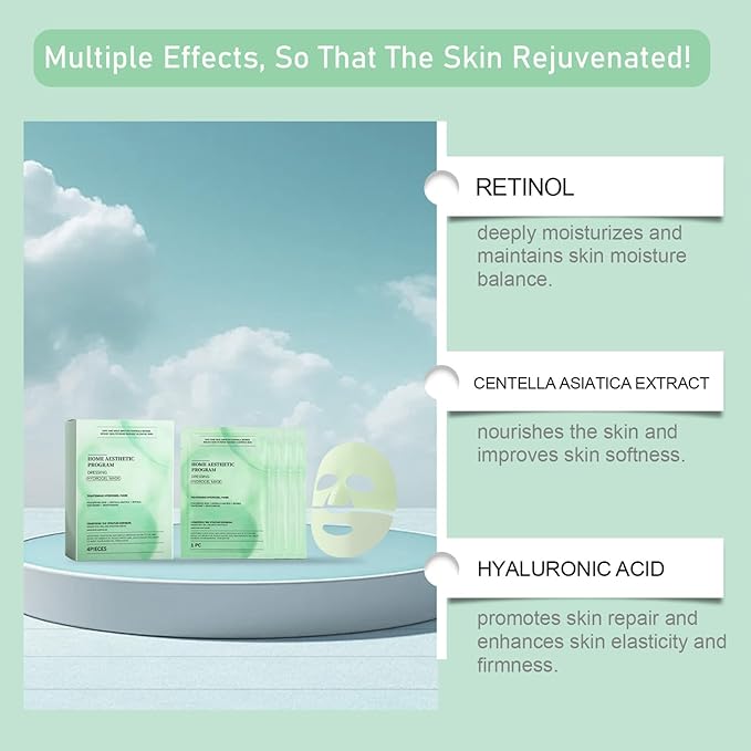 YIKESHU Retinol Collagen Face Mask – Korean Tightening Hydrogel Overnight Mask, Deep Moisturizing & Elasticity Boost, Long-Lasting Hydration & Brightening Skin (Retinol Collagen Face Mask)-BrightBean Baby