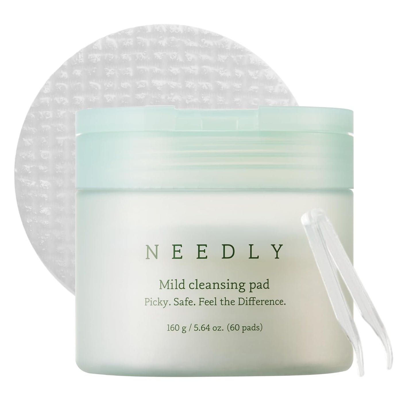 NEEDLY Mild Cleansing Pad, Makeup Remover for Sensitive Skin, Triple Deep Cleansing, Barrier Care with Only Two Surfactants & Panthenol, Extra-Large Soft Vegan Pad, Korean Skincare-BrightBean Baby