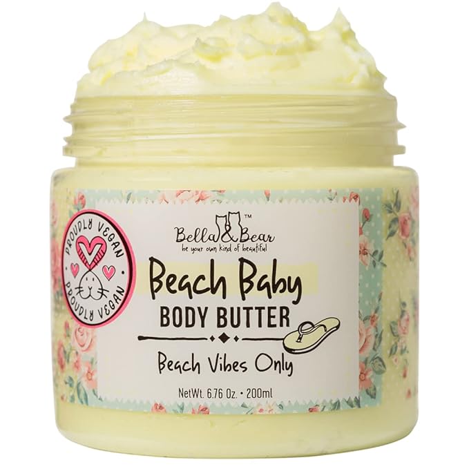 Bella and Bear Beach Baby Body Butter - Moisturizing Shea Cream for Women - Vegan, Cruelty-Free, Oil-Free - Helps Prevents Pregnancy Stretch Marks Bulk 6.76-oz. - 12 Pack-BrightBean Baby