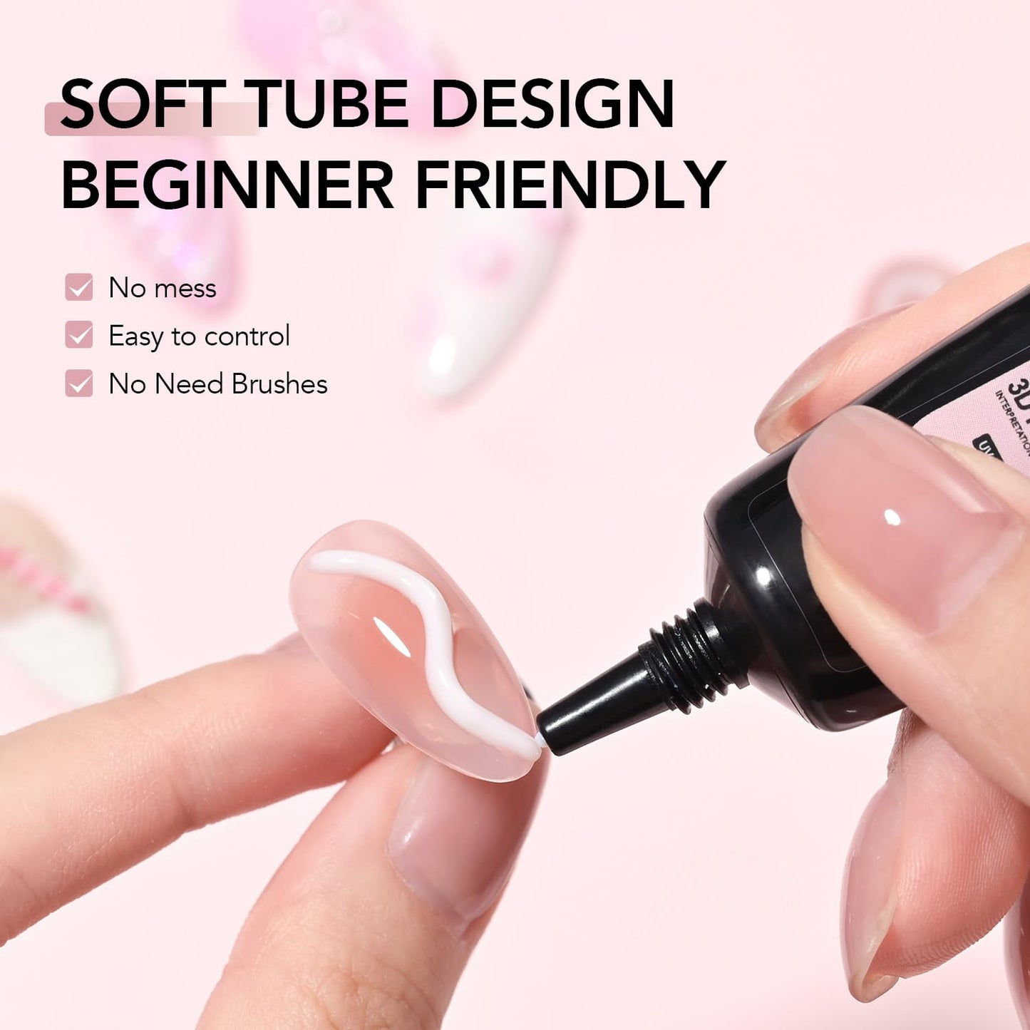 GAOY White 3D Nail Gel, 15g Sculpting Gel for 3D Nail Art Designs Carving, Molding, Painting, No Wipe Gel for Gems & Charms Decoration, Salon DIY Use-BrightBean Baby