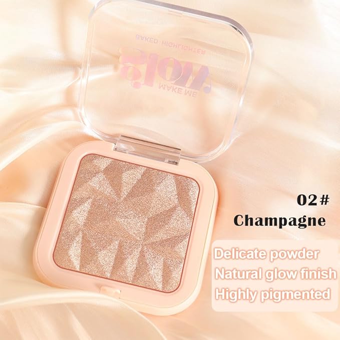 evpct Champagne Face Highlighter Makeup Shimmer Glitter Diamond Sparkly Highlighters Makeup Palette Powder for Face Body Cheek Skin iluminadores iluminador de jos maquillaje luminizers E02-BrightBean Baby