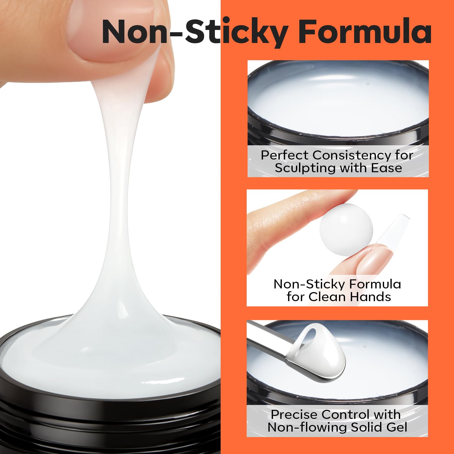 modelones 3D Sculpting Gel, Milky White Solid Nail Builder Hard Gel for Nail Art Molding & Extensions for Chrome Powder, Nails Glitter Polish Home DIY Manicure, U V Lamp Needed-BrightBean Baby