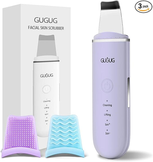 GUGUG Skin Scrubber Face Spatula Skin Spatula Pore Cleaner Blackhead Remover Tools for Facial Deep Cleansing-4 Modes, Purple-BrightBean Baby