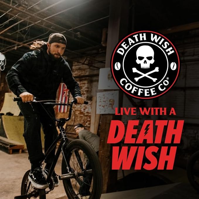 Death Wish Coffee Dark Roast Grounds -16 Oz, 2 Packs of Bold & Intense Blend of Arabica & Robusta Beans - USDA Organic Ground Coffee - Pack of 2