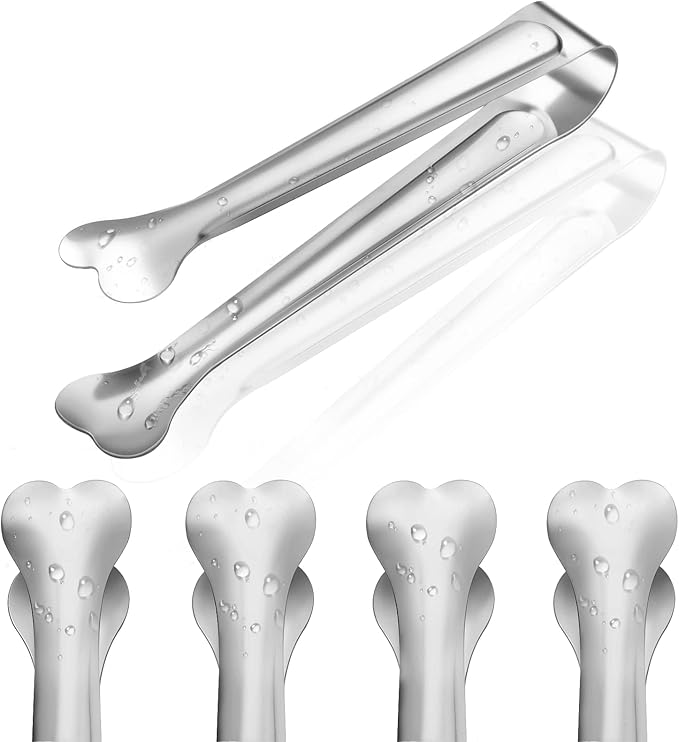 18 Pack Premium Small Serving Tongs, Mini Stainless Steel Appetizer Tongs 4.33Inch Silver