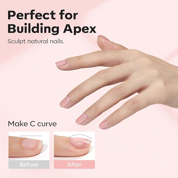 modelones Builder Nail Gel, 8-in-One Neutral Nude Pink Builder for Nail Thickening Apex Building, Rose Blush Pink Rubber Color Base LED Lamp Cured Strengthener Extend Hard Gel Polish for DIY Salon-BrightBean Baby