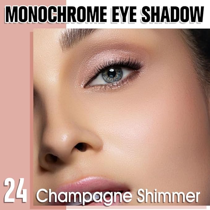 Champagne Shimmer Single Eyeshadow Makeup, Neutral Powde Eye Shadow for Women, Rose Gold Beige Glitter Singles Eyeshadow Palette Pigmented Waterproof, sombras para ojos,Girls Eyeshadows Gift-BrightBean Baby