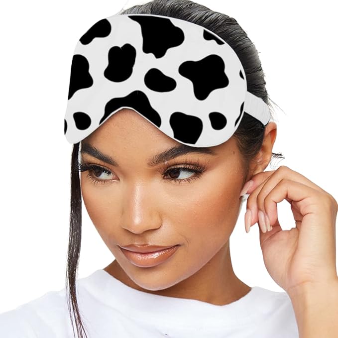 SMUG Satin Sleep Mask & Eye Mask | Travel Sleep Masks for Women & Men | Soft Sleeping Eye Mask to Nourish Skin & Reduce Dark Circles | Eye Sleep Mask Shades to Block Out Light | Cow-BrightBean Baby