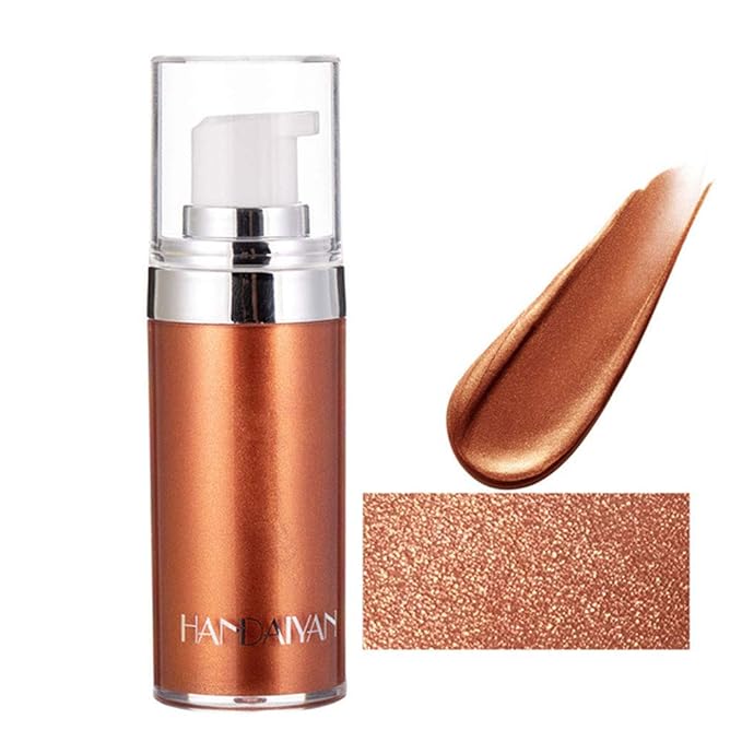 Body Face Luminizer Highlighter Cream Spray Liquid Bronzer Illuminator Glow Glistening Makeup Foundation (#4 Golden Brown)-BrightBean Baby