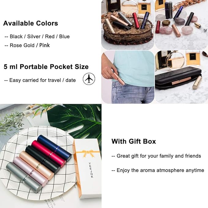 YEEJOK Travel Essentials for Women Men, Travel Perfume Bottles Refillable, Perfume Atomizer Spray Container, Mini Portable Easy Pump Refilled 5ml Bottle for Flying,Purse,Vaction Essentials-BrightBean Baby