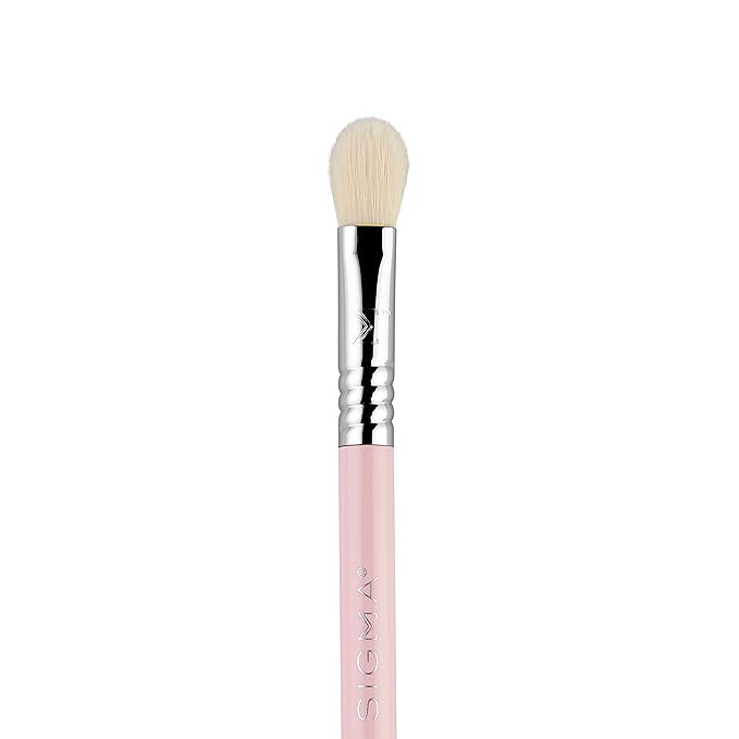 Sigma Beauty Travel Essential Trio - Makeup Brush Set for Foundation Powder Eyeshadow - 3 Tool Brushes with Brush Tin Holder - - Skin Safe, Vegan Makeup Brushes for Travel - Light Pink-BrightBean Baby