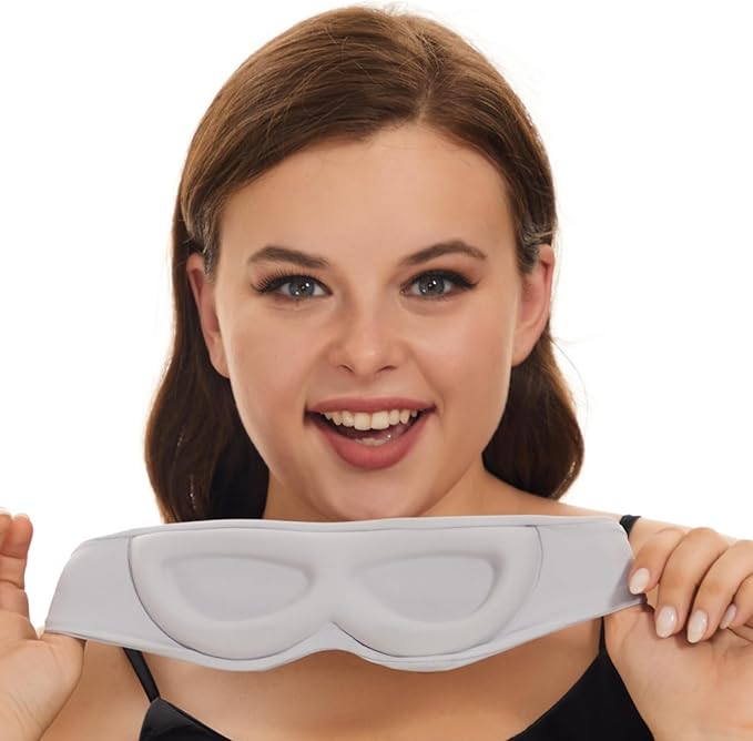 ALASKA BEAR Sleep Mask for Side Sleepers Patented Design, Cup-Shaped and Extra-Soft, 100 Blackout Eye Mask Shades Cover for Men and Women Home or Travel, Machine Washable, Pale Grey-BrightBean Baby