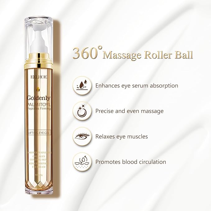 Caffeine Eye Serum Anti Aging, Eye Serum for Dark Circles and Puffiness, Retinol Eye Cream with 360°Massage Ball, Reduce Eye Wrinkles and Fine Lines-BrightBean Baby