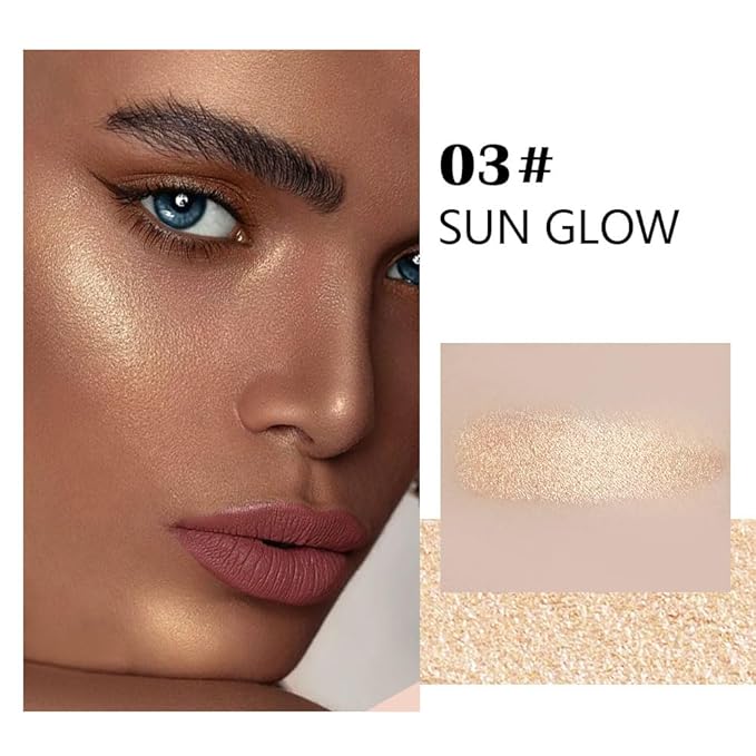 evpct Sun Glow Face Highlighter Makeup Shimmer Glitter Diamond Sparkly Highlighters Makeup Palette Powder for Face Body Cheek Skin iluminadores iluminador de jos maquillaje luminizers E03-BrightBean Baby